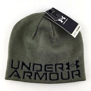 Under Armour Youth Halftime Reversible Beanie Knit Toque Marine Green
